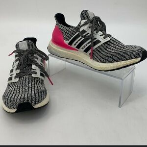 Adidas Black and Pink Sneakers with Knitted Upper